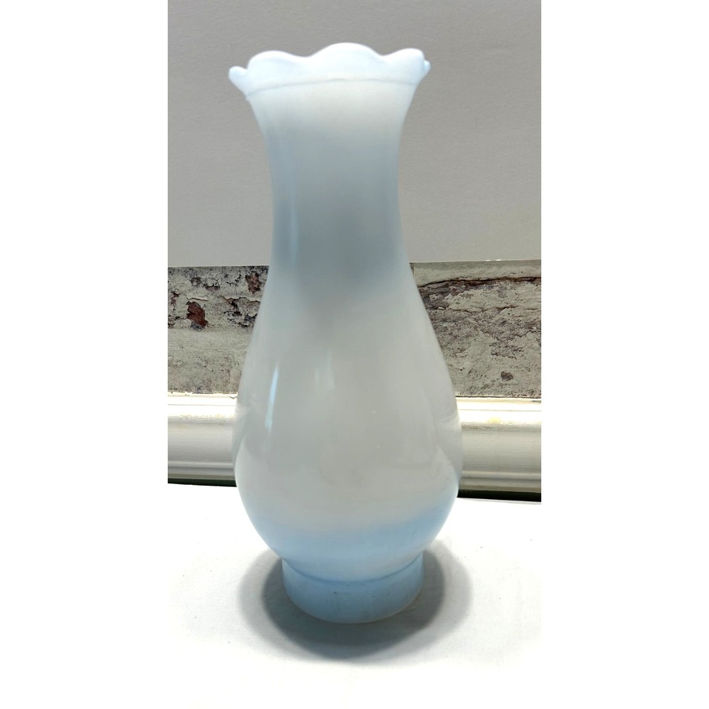 Vintage Blue Floral Glass Hurricane Oil Lamp Chimney Shade For 3" Fitter - Picture 4 of 5